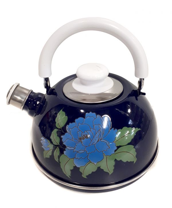 Kettle 2.5l ???04/25/05/13/?03 (movable handle)-blue "Blue Orchid" (decor-stainless steel)